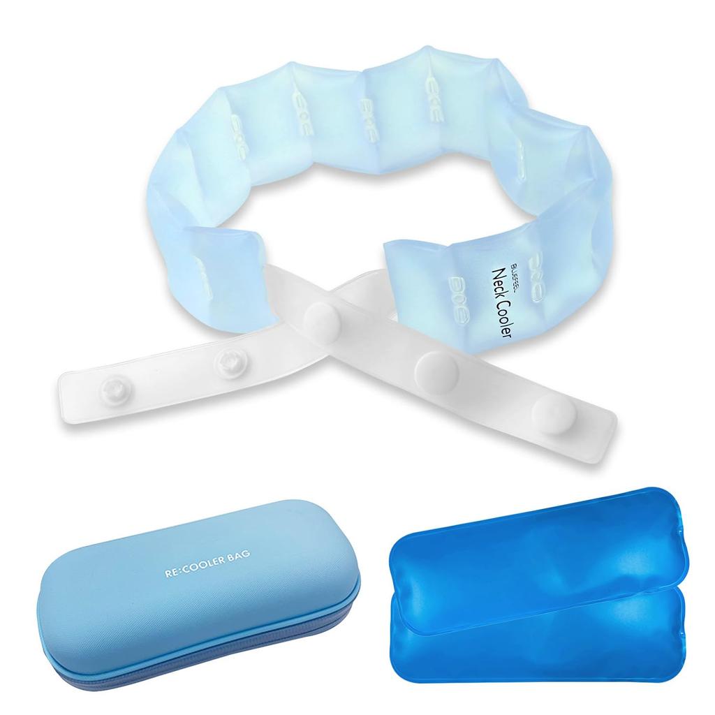 BLUEFEEL Ice Neck Cooler Comfort Backpack Set Cools Neck To 5 Heat Durable TPU Neck Blue BLF25128set & Re-Cooling [High-Purity PCM, 18°C, Freezes,