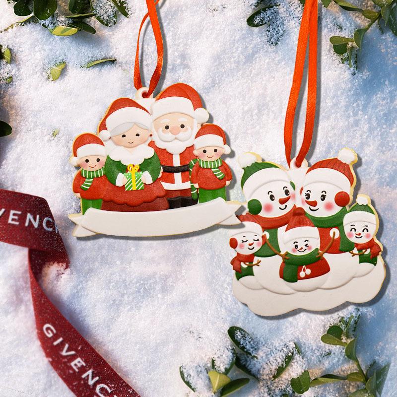 New Christmas Family Resin Pendant DIY Handwritten Name Notes Date Blessing Santa Claus Snowman Elk Pendant Ornaments Party Gift