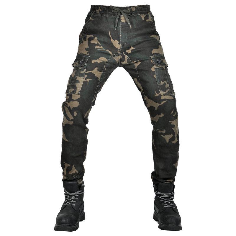 Men's Camouflage Motorcycle Jeans: Slim Fit, Multi-Pocket, Four Seasons, Anti-Fall Riding Pants.