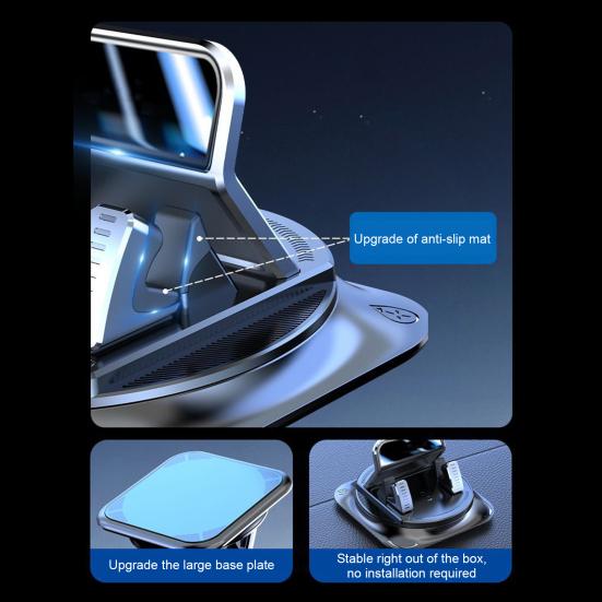 Car Dashboard Phone Holder 360 Degrees Rotation Non-slip Universal Vehicle Dashboard Windshield Mobile Phone