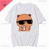 Couple Tee Bubu Is Watching Movies and Milk Tea with Dudu T-shirt Cartoon Cute Graphic Tees for Ladies Kawaii Cotton Unisex Tops