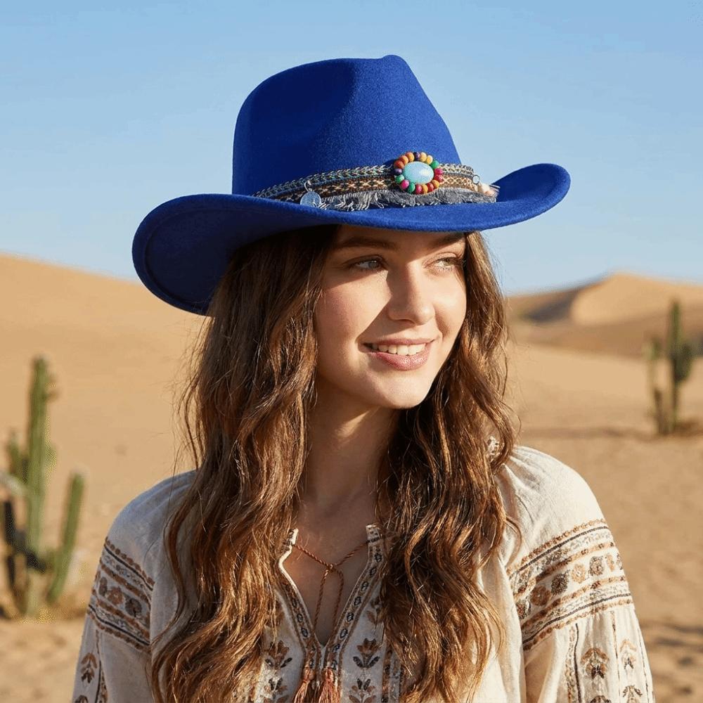 Woolen Western Cowboy Hat Solid Color Party Cosplay Hat Simple Cowgirl Jazz Hat Bucket Hats