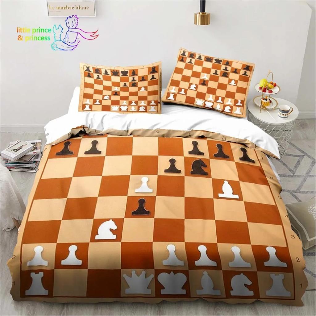 Funny Chess Board Comfortable Duvet Quilt Cover Pillowcase Bedding Set Children Bedroom Decoration Home Textile