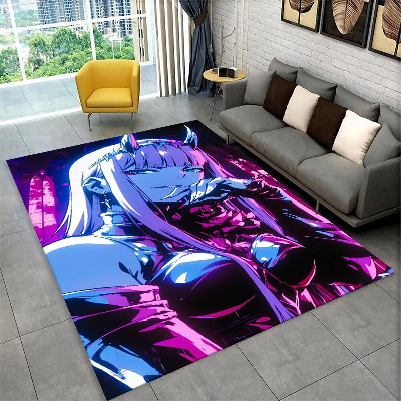 Cartoon Zero Two Sexy Girl DARLING In FRANXX Carpet Rug for Bedroom Living Room Sofa Doormat Home Decor,Kid Area Rug Non-slip