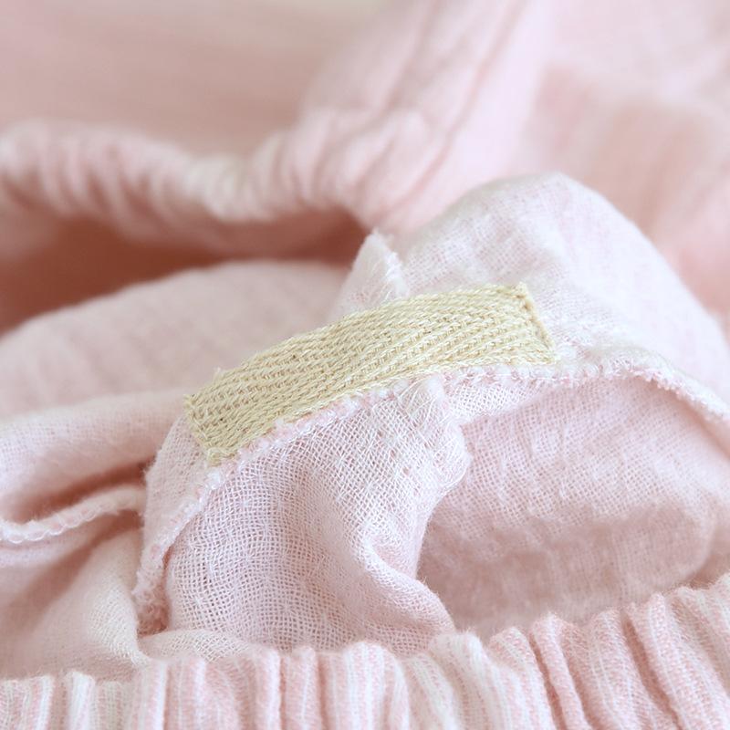 Summer New Couple Pajama Set 100% V-neck Men's and Women's Short Sleeves+Capris Two Piece Thin Cardigan Home Furnishing