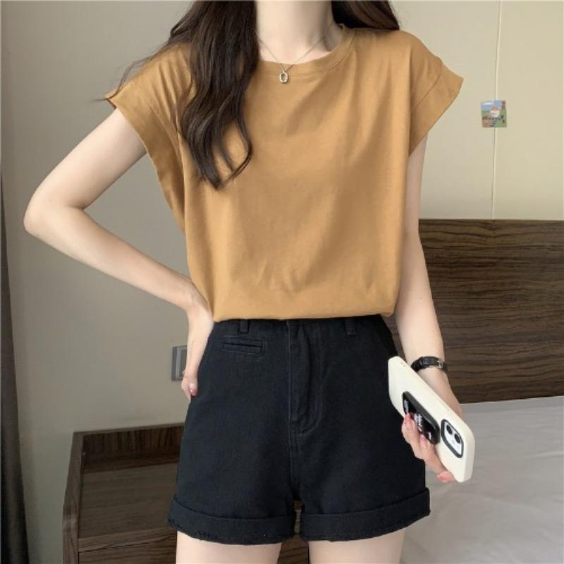 

Design Sense Small Flying Sleeve Shirt Women s Summer New Loose Outer Wear Base Shirt Short-sleeved Student Top Trend XL хакі