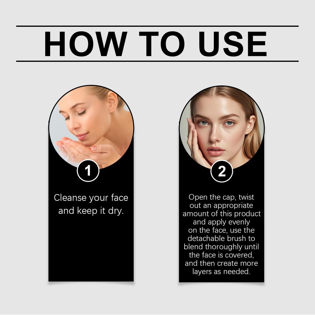Deep Skin Tone 2-in-1 Color-Changing Foundation Stick, Naturally Moisturizing, Comfortable, Refreshing, Long-Lasting, Lightweight