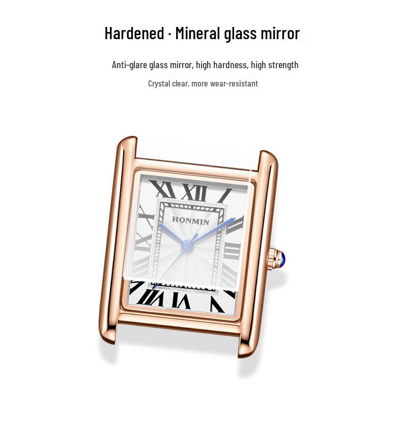 Leather Strap Square Quartz Couple Watches: Waterproof, Simple, Fashionable Design for Men and Women