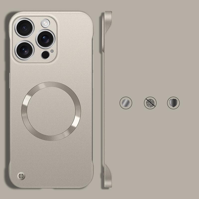 Slim PC Frameless Magnetic Phone Case For iPhone 16 Pro Max 15 Pro 14 Plus 13 12 for MagSafe Matte Shockproof Solid Color Bumper Cover
