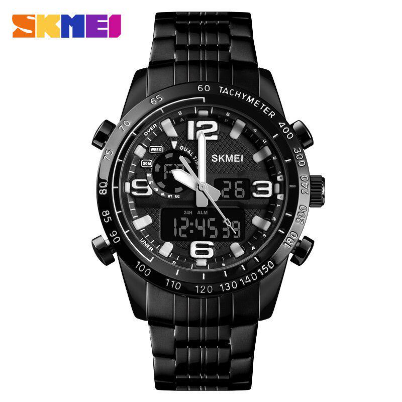 SKMEI Brand Men Watch Digital Quartz Sports Watches Countdown Stainless Steel Wrist Watch Men Clock