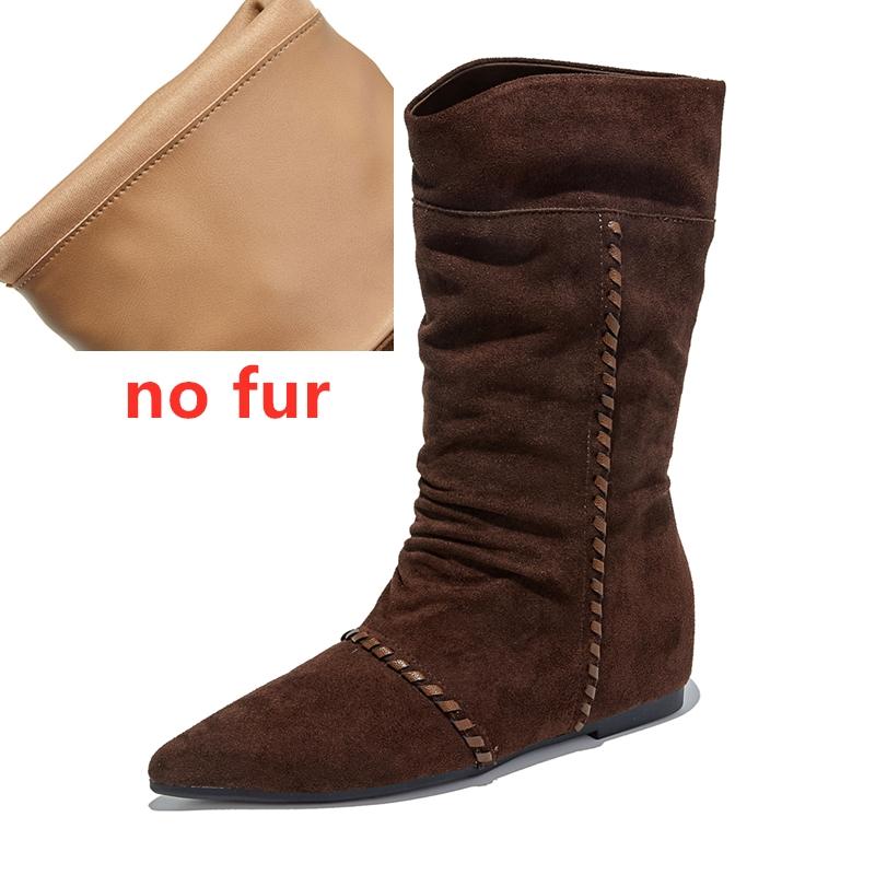 Fashion AIYUQI Women Ankle Boots Pointed-Toe Invisible Height-Enhanced Women Motorcycle Boots Large-Size Western Female Cowboy Boots 35 6198₽