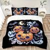 3pcs Halloween Theme Cat & Pumpkin Bedding Set, Including 1 Quilt Cover and 2 Pillow Shams, Without Filling,
