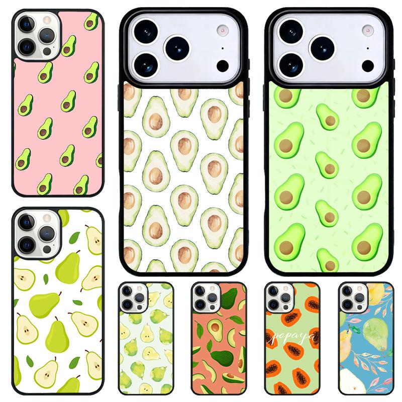 Avocado Pear Papaya Fruit Phone Case for iPhone 17 Air 16 15 11 12 14 13 Pro Max Shockproof Cover