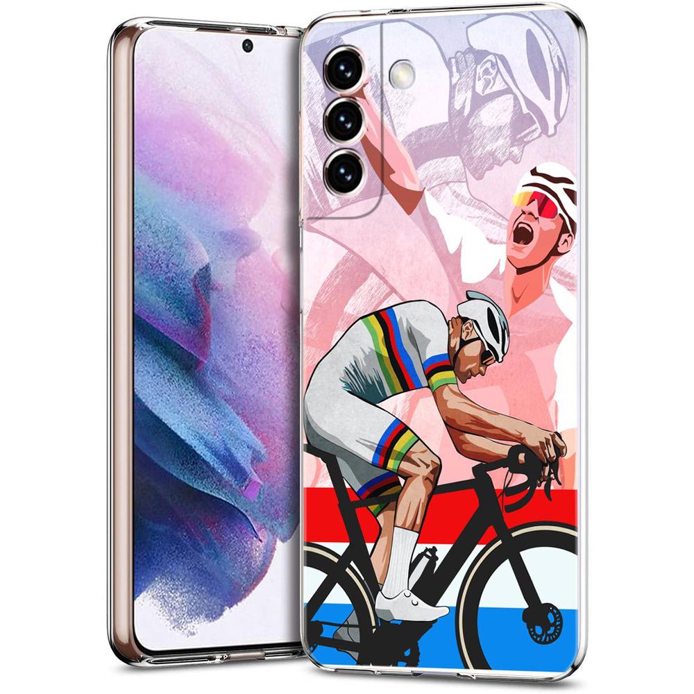 Phone Case For Samsung Galaxy S24 Ultra S23 FE S22 S20 S21 5G S10 S9 Plus S10E S8 Silicone Clear Mountain Bike Cycling Art Cover
