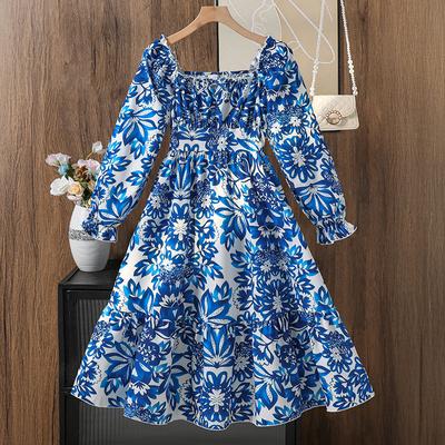 Girls' Fashionable Dress, Autumn Children's Elegant Long-sleeved Dress