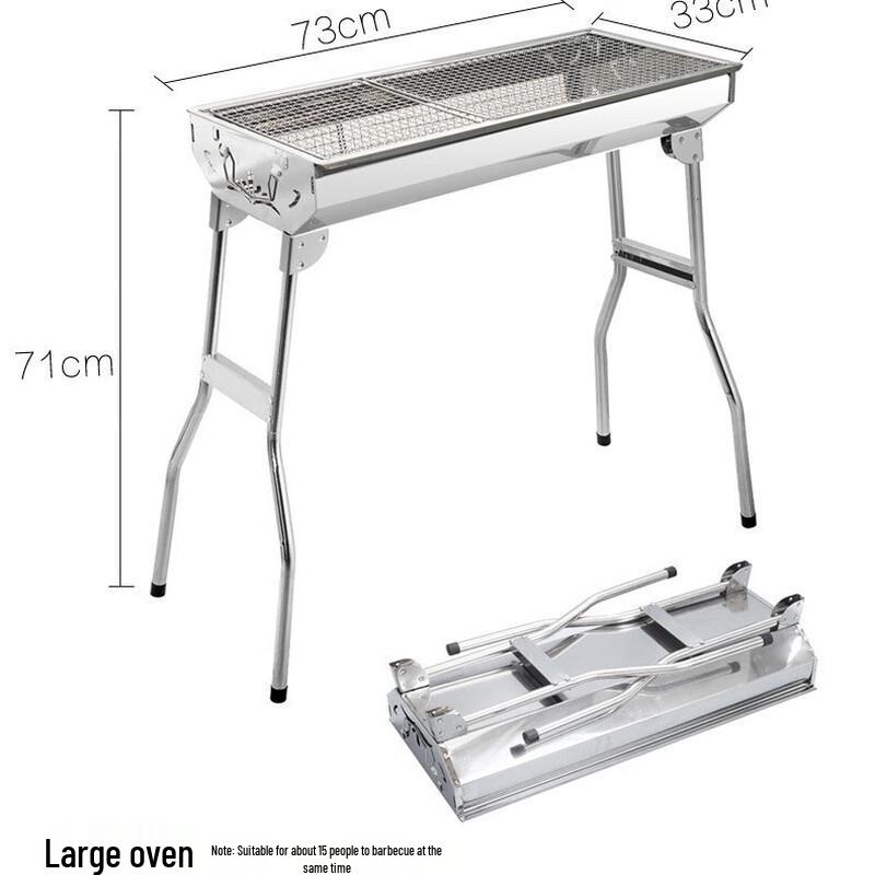 OEING Outdoor Portable Stainless Steel Heightened Charcoal BBQ Grill Standard