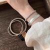 Ancient matte silver plain ring bracelet light luxury niche exquisite stacked bracelet women's model