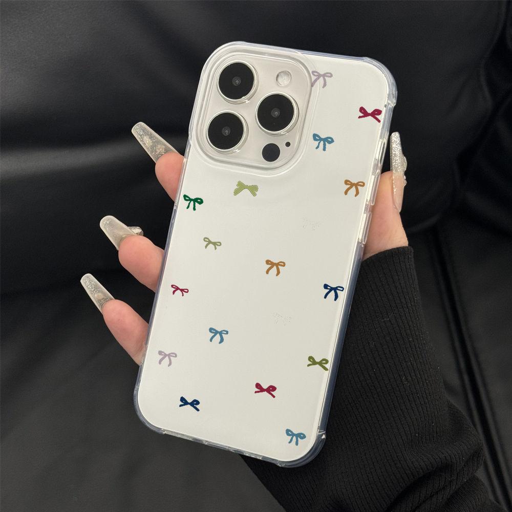 ins color bow iPhone17promax mobile phone case is suitable for Apple 16promax white background imd case 15.