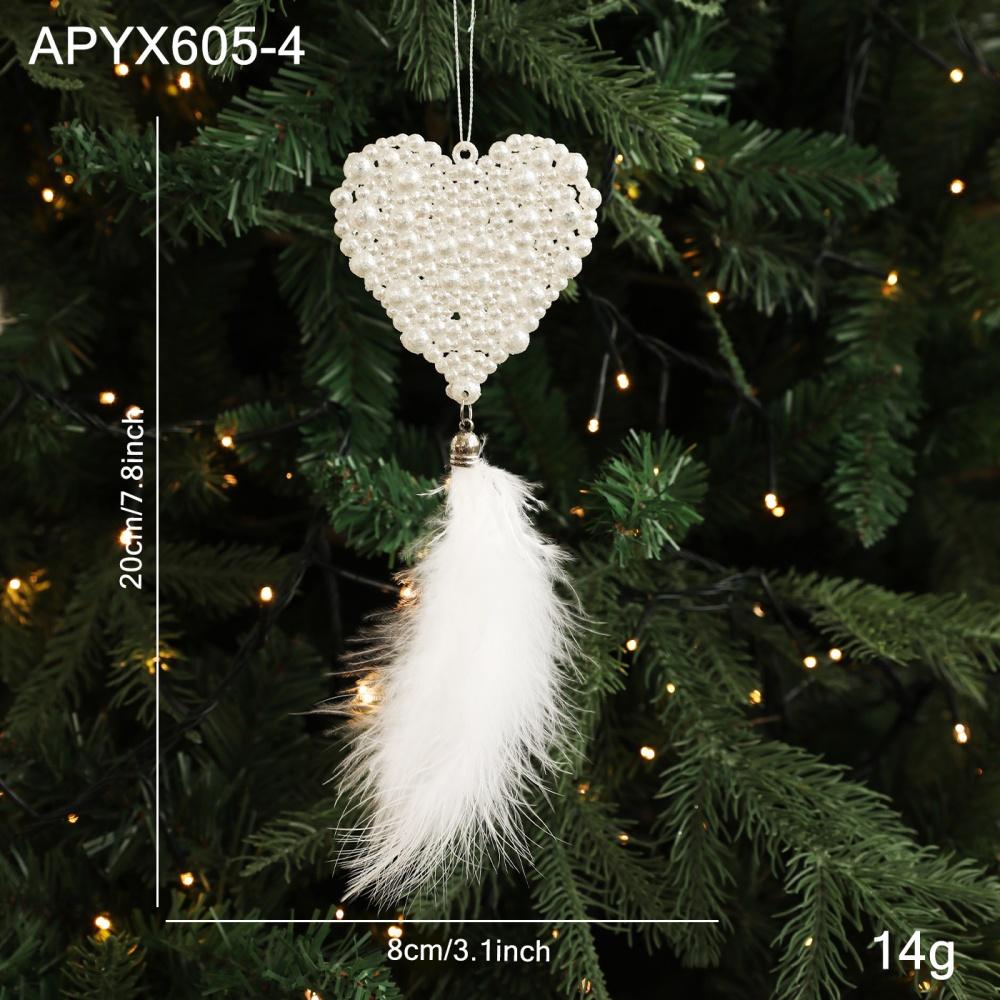 Christmas Tree Pendants White Feather Snowflake Angel Bell Hanging Ornament New Year Party Window Wall Christmas Decoration