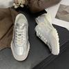 2025 Autumn New Silver Leather Versatile German Training Shoes Women's Casual Forrest Gump Shoes Trend Shoes