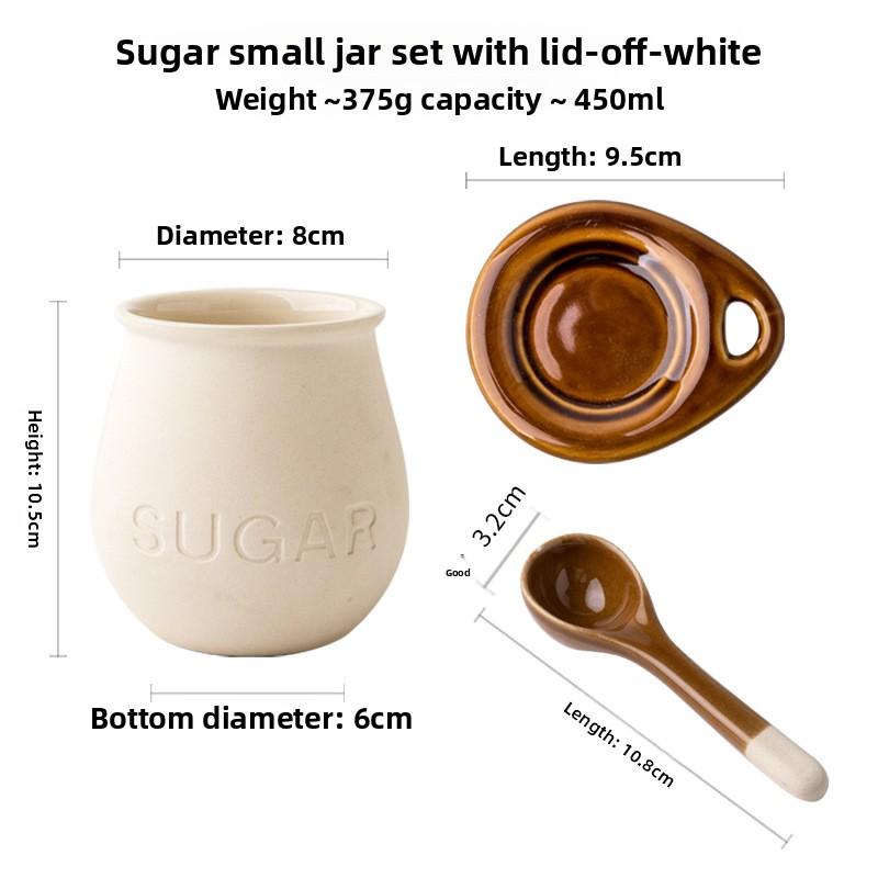 Kitchen Storage: Vintage Ceramic Seasoning Jar with Lid Spoon Seasoning Salt Jar Pig Oil Jar
