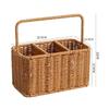 Large Capacity Woven Basket Space Saving Easy Clean Storage Tray with Handle Woven Weaving Utensil Organizer Basket