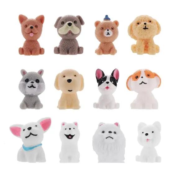 

12 шт. Фигурки Миниатюры Милые Имитация Собаки Померанский шпиц Микро Ландшафтные Украшения Домашнее Украшение Декор Комнаты Настольные Аксессуары
