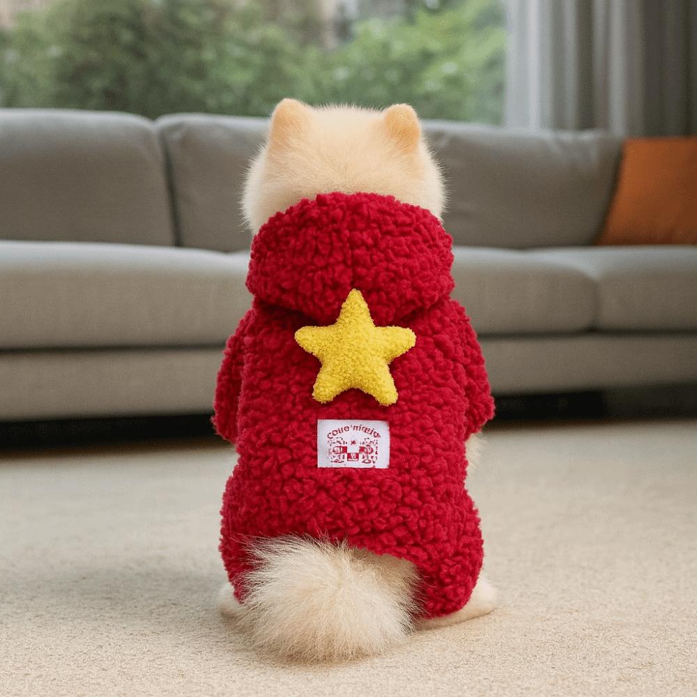 Warm Fleece Dog Star Clothes Four-Legged Dog Pajamas Puppy Jumpsuit Costume Autumn Winter