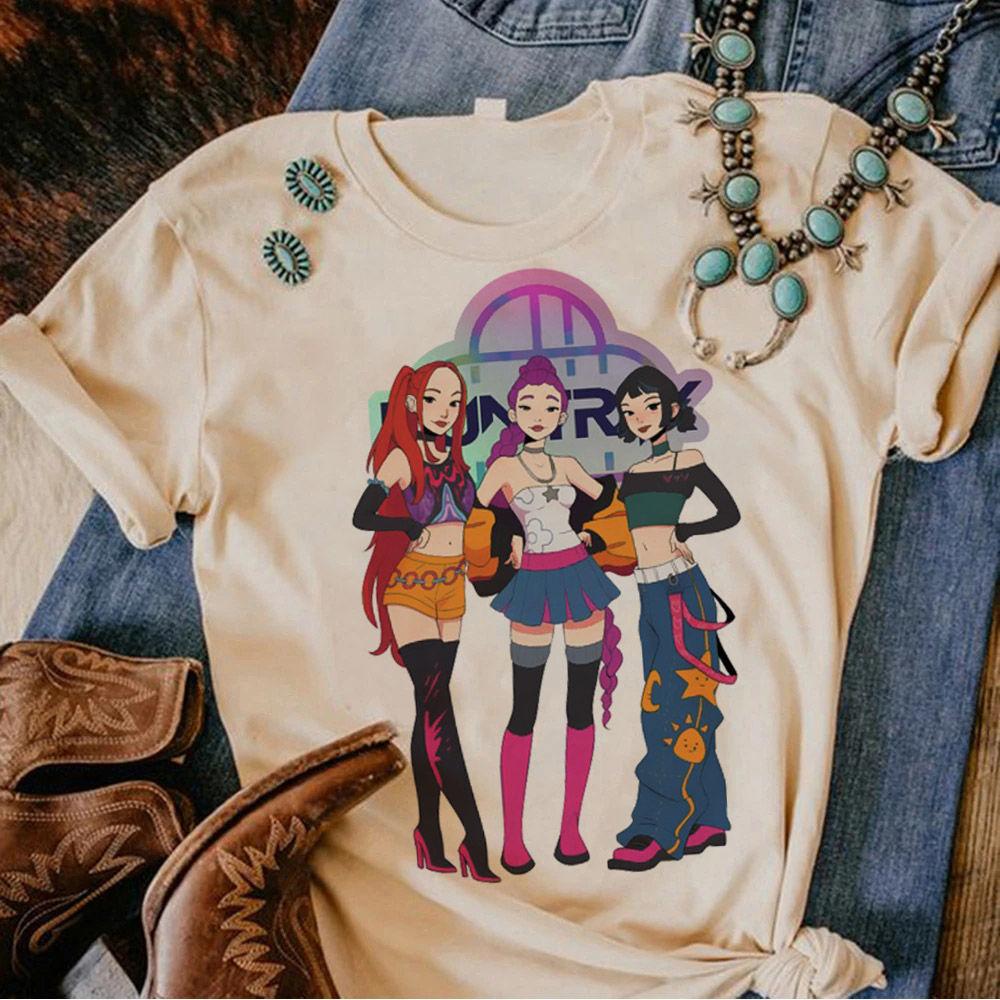 Huntrix Dívčí Kpop Lovci démonů Oboustranné tričko Tričko v anime stylu s Rumi Mira Zoey Dívčí skupina Magická bojovnice Fanouškovská trička