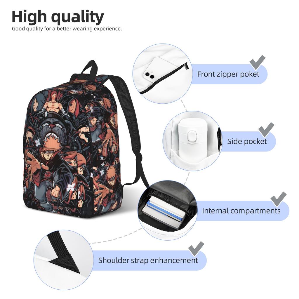 Fashion Naruto anime comic Backpack Mochilas Dual-Use Office Work Retro Washable Rucksack