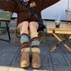 Vintage British Preppy Style Hot Girl Contrast Color Leg Warmers JK Knitted Button Open Stitch Color Block Wool Slouch Leg Sleeves