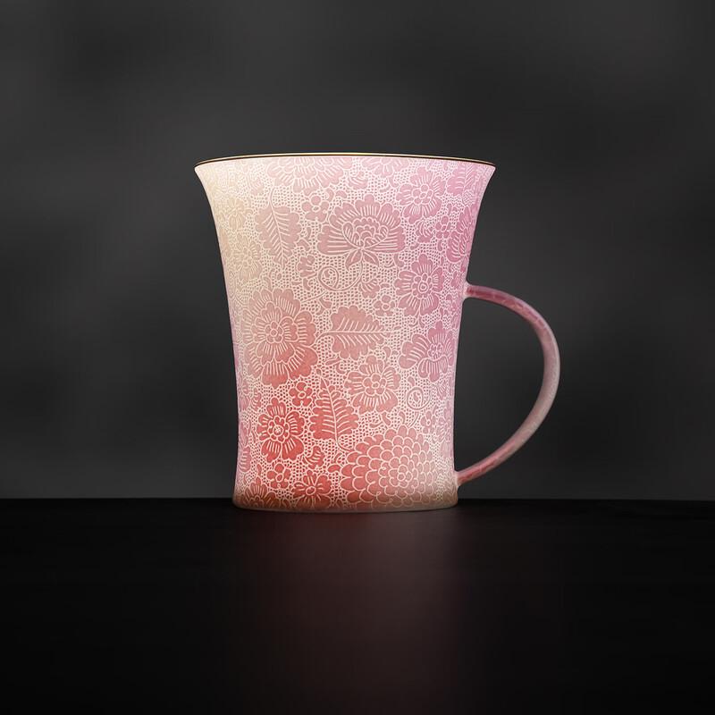Jingdezhen Hand-Crafted Porcelain Mug with Relief Pattern