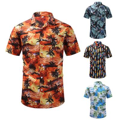 Yazlık Vintage Baskılı Gömlek Erkek Kısa Kollu Küba Yaka Gömlek Hawaii Desenli Vintage Trend Günlük Giyim Minimalist Moda Nefes Alabilen Gömlek