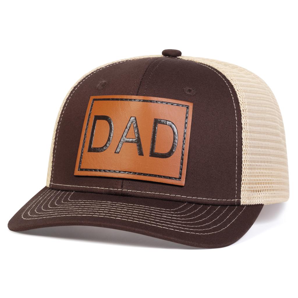 Unisex Brown Dad Leather Label Baseball Net Caps Spring And Summer Outdoor Adjustable Casual Hats Sunscreen Hat