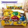 M&M's Muster Bettwäsche, Steppbett Set Bettbezug Kissenbezug Zuhause Geburtstagsgeschenk (1 Bettbezug + 2 Kissenbezüge, ohne Füllung)