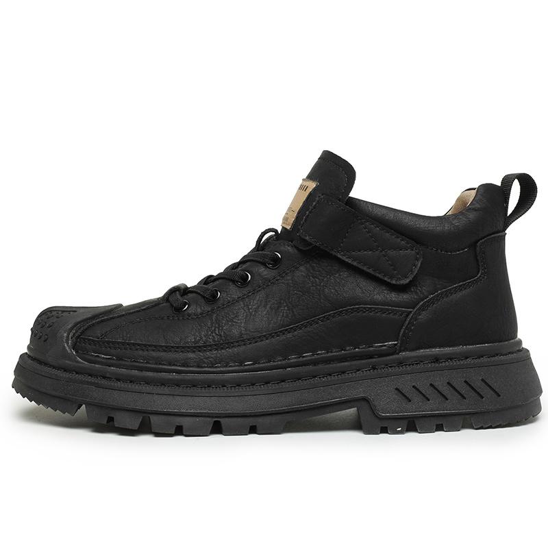 

Модная мужская повседневная кожаная обувь Мужские ботинки для улицы Новое поступление Мужские модные ботильоны Ботинки в британском стиле Ретро Новая обувь с высоким верхом 44 чёрный