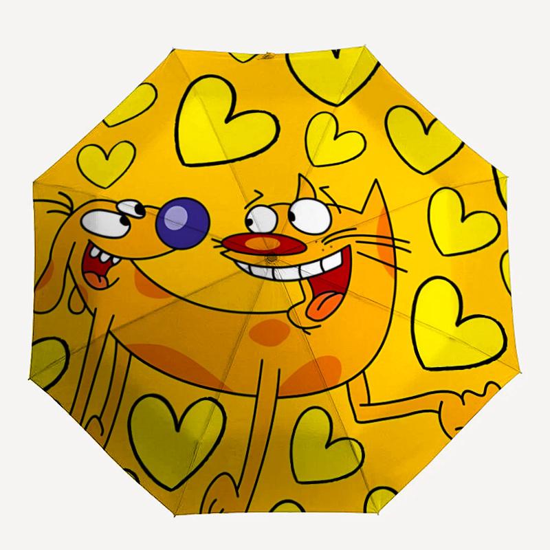 

1PC CatDog Automatic Open/Close Folding Cute Umbrella, Windproof 8 Ribs Construction, Lightweight Travel Umbrella, Ideal Gift 0902026