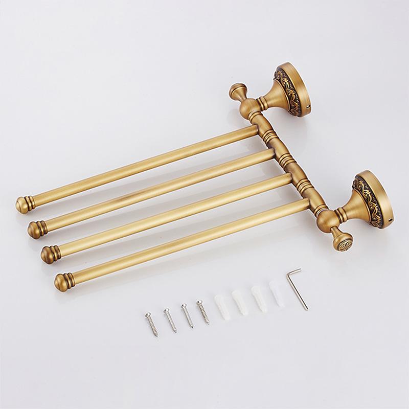 Portasciugamani mobile in ottone antico per bagno, cucina, porta asciugamani da bagno, appendini a parete, robusto 8024DH-4