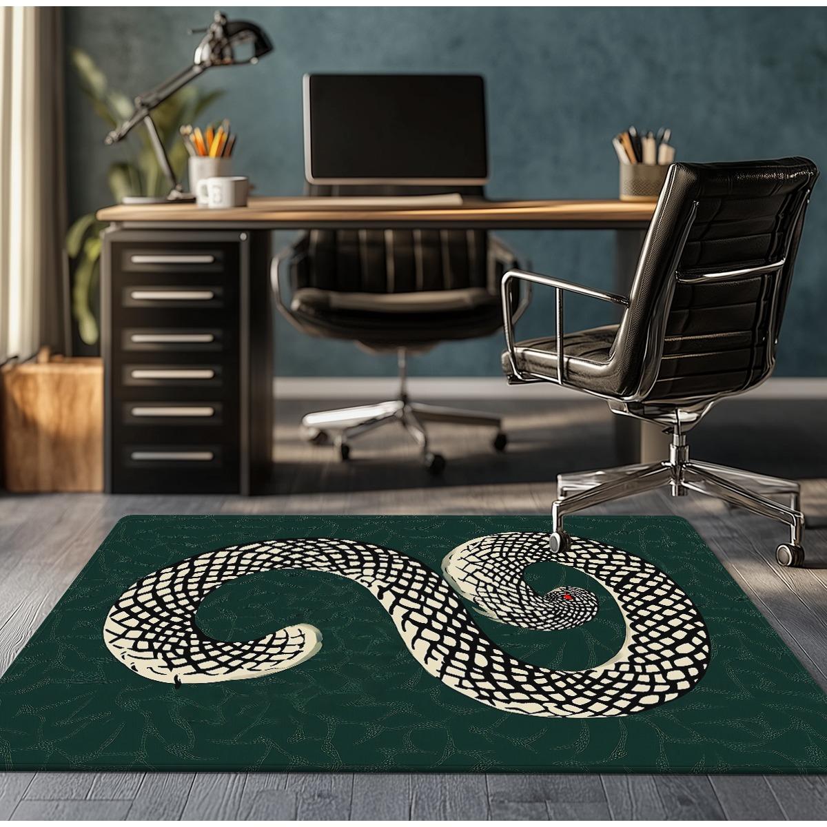 

Snake Pattern Crystal Velvet Rug Modern Office Gaming Room Decor Anti Slip Floor Mat Animal Print Carpet for Home Bedroom Living 60x90cm
