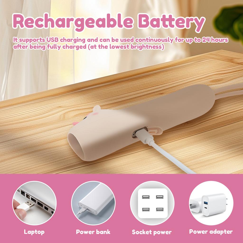 1Pc LED Flashlight USB Rechargeable Silicone Dimmable Flashlight Animal Hanging Night Light Bedtime Story Torch for Outdoor Home