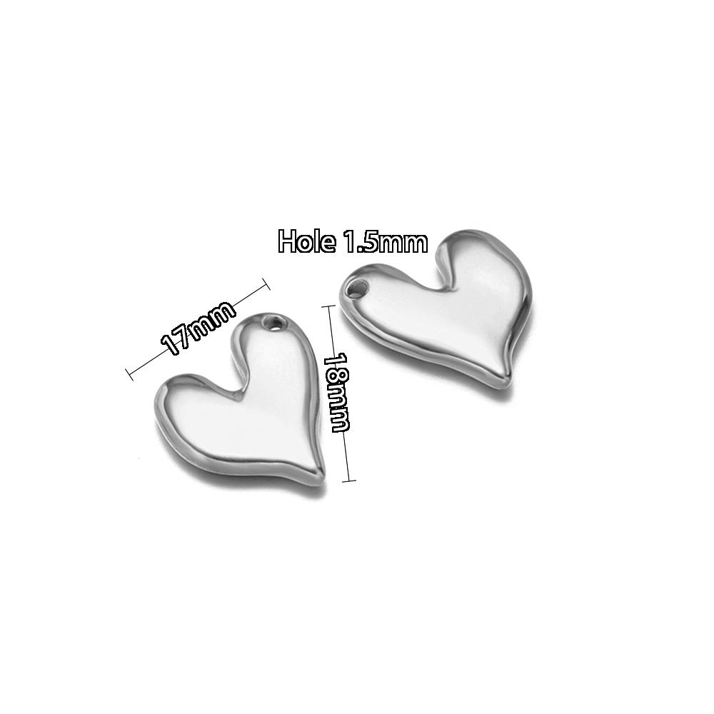 5pcs Stainless Steel New Fashion Three-dimensional Heart Charms Pendants PVD Gold Plated Necklace Homemade Bracelet DIY Jewelry