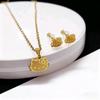 KT Cat Sweet Earrings & Necklace Set: Cute Cartoon Design for Girls