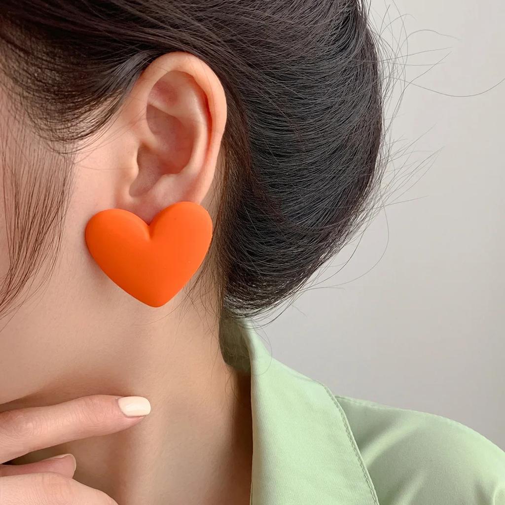 Heart Earrings Red White Black Pink Earrings Love Statement Wedding Geometric Bohemian Vintage Acrylic Trend Party Zircon Gift