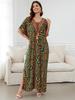 Orange Zebra-Print Locker Kaftan Sexy Strand-Coverups Für Frauen Sommer V-Ausschnitt Quasten Bindeband Seitenschlitz Robe Gemütliches Lässiges Hauskleid