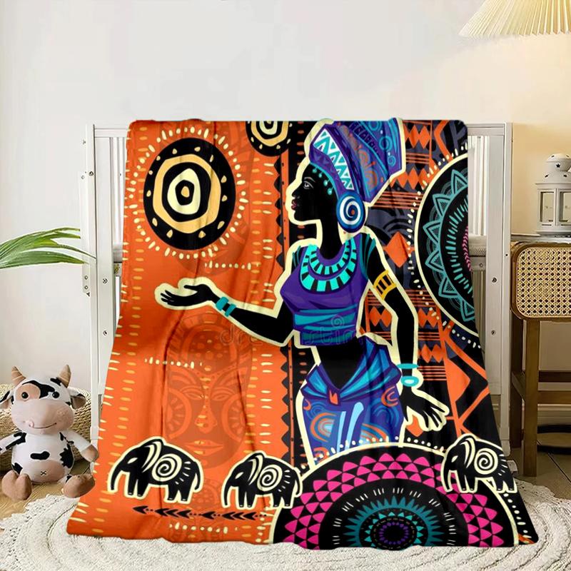 African Women Blanket Flannel Blanket for Bed, Sofa, Camping, Hiking, Picnic Essentials, Gift for Family Fan Gifts