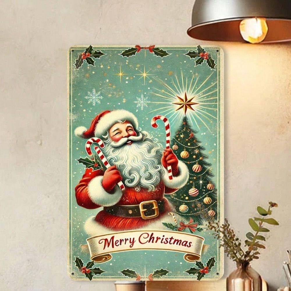 Metal Tin Sign Watercolor Christmas Tree Retro Wall Decor 20x30cm