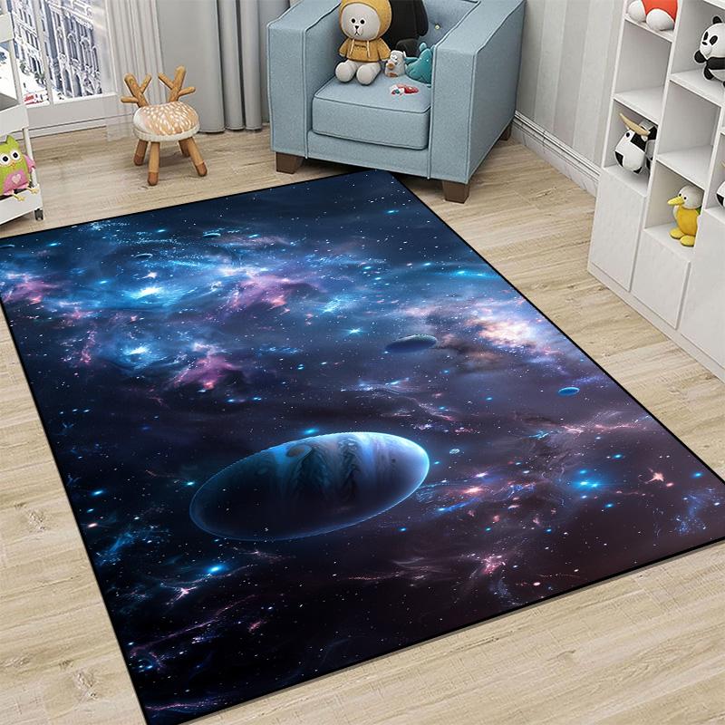 Children Bedroom Decoration Carpet Outer Space Pattern Abstract Carpets Living Room Sofa Area Rug Child Bedside Non-slip Mat