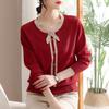 Light mother temperament knitted sweater spring and autumn new retro middle-aged and elderly bottoming top knitted sweater