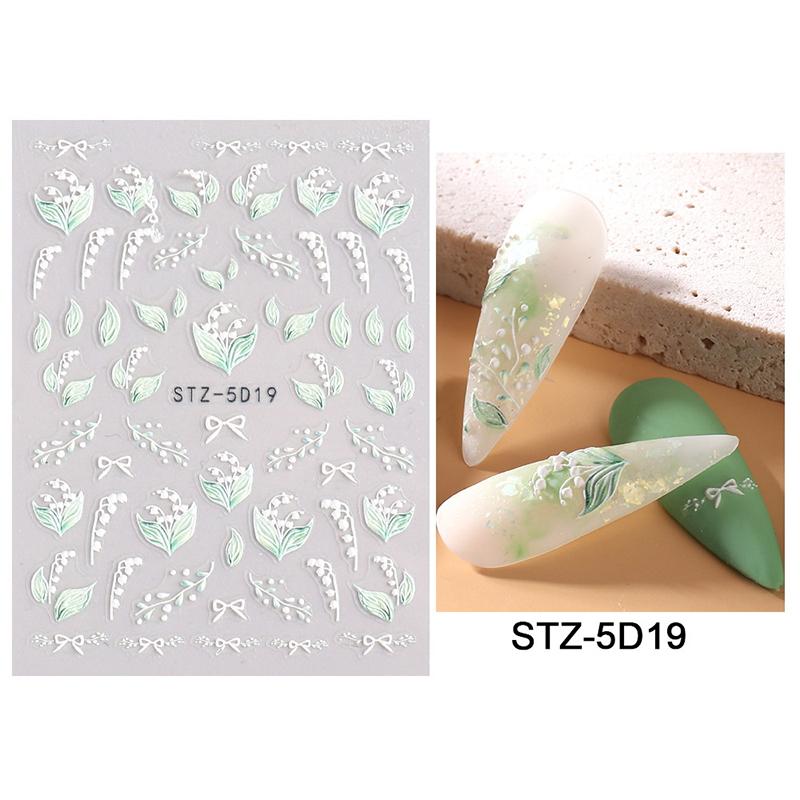 Snøklokke Nail Sticker Spring Flower Campanula 5D Preget Glider White Flora