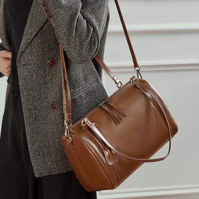 Couche Supérieure Cuir de Vache Grande Capacité Sac sous le Bras Cuir Véritable Nouveau Style Paresseux Sac Oreiller Sac Cabas Mode Simple Sac à Bandoulière